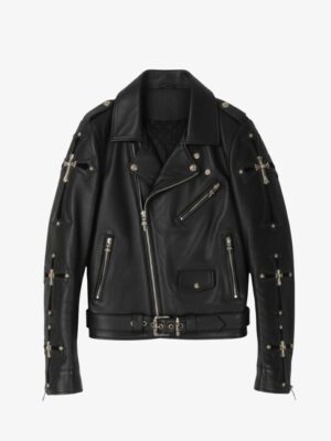 [크롬하츠] 크로스 패치 레더 바이커 재킷(남성용)