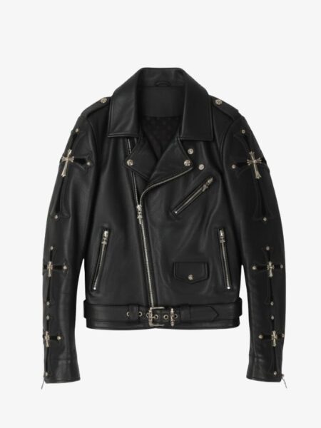 [크롬하츠] 크로스 패치 레더 바이커 재킷(남성용)