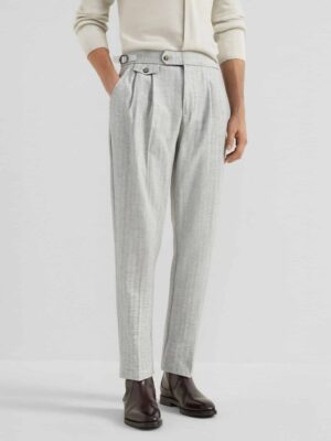 [브루넬로 쿠치넬리] 스트라이프 테일러드 팬츠 (2 COLORS)