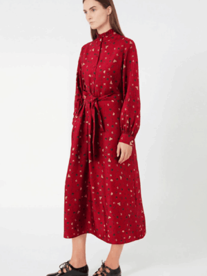 [막스마라] 프린트 실크 타이 웨이스트 드레스