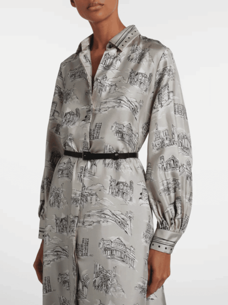 [막스마라] 카르보네 프린트 실크 미디 드레스