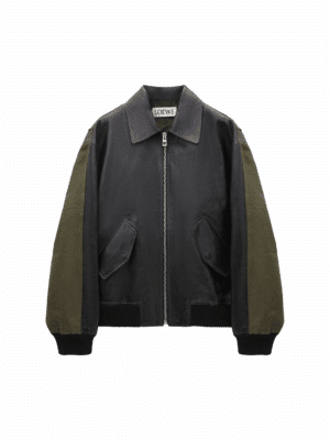 [로에베] 레더와 캔버스 블렌드 봄버 재킷