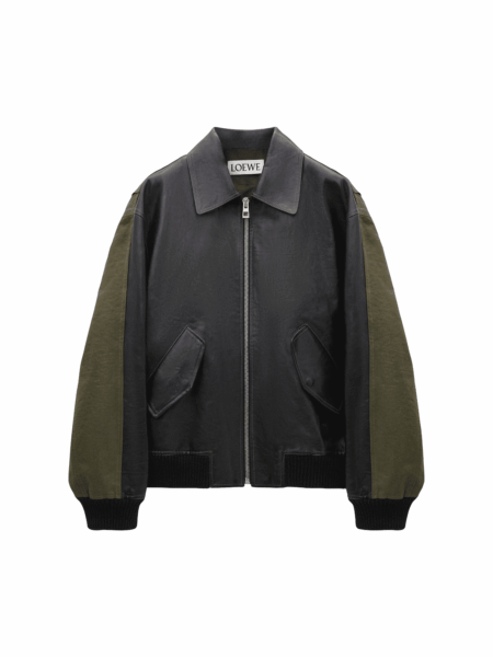 [로에베] 레더와 캔버스 블렌드 봄버 재킷