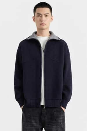 [로로피아나] 컬러 블록 칼라 니트 재킷 (2 COLORS)