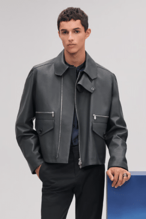 [에르메스] 오라쥬 플랩 칼라 장식 지퍼 스트레이트 컷 재킷