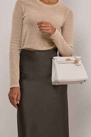 [에르메스] 켈리 25cm Swift/ Nata - Gold