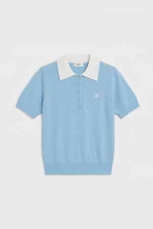 [셀린느] 트리옹프 로고 자수 니트 폴로 셔츠