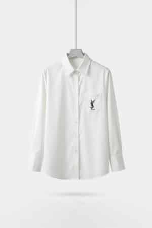 [생로랑] 자수 로고 디테일 롱슬리브 셔츠