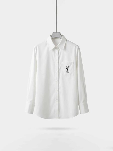 [생로랑] 자수 로고 디테일 롱슬리브 셔츠