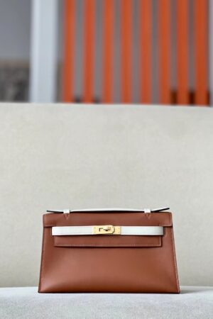 [에르메스] 미니 켈리 Barenia Vintage 브라운+나타 핸드백