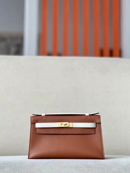 [에르메스] 미니 켈리 Barenia Vintage 브라운+나타 핸드백