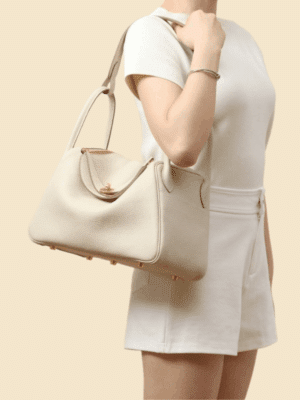 [에르메스] 린디 30cm Taurillon Clemence/ Nata - Gold