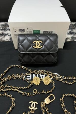 [샤넬] CC 미니 월렛 체인 플랩백 블랙 /브라운