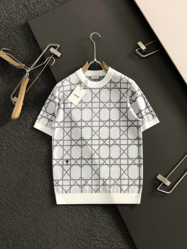 [디올] 오블리크 체크 니트 반팔티