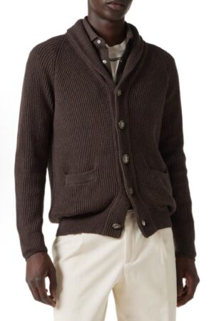 [브루넬로 쿠치넬리] 코튼 리브 니트 카디건 (2 COLORS)
