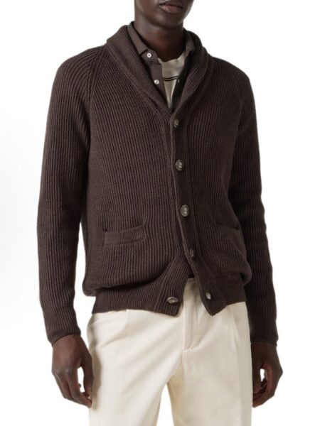 [브루넬로 쿠치넬리] 코튼 리브 니트 카디건 (2 COLORS)