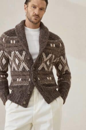 [브루넬로 쿠치넬리] 캐시미어 자카드 카디건 (2 COLORS)