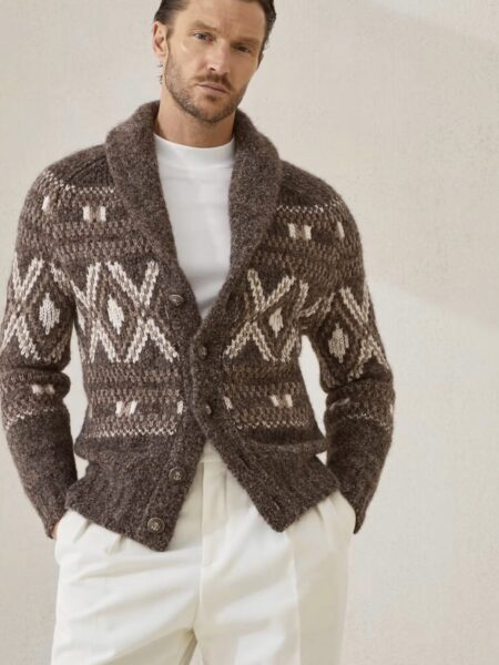 [브루넬로 쿠치넬리] 캐시미어 자카드 카디건 (2 COLORS)