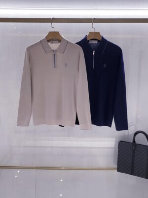 [브루넬로 쿠치넬리] 하프집업 긴팔 니트 (2 COLORS)