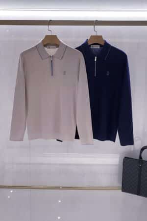 [브루넬로 쿠치넬리] 하프집업 긴팔 니트 (2 COLORS)