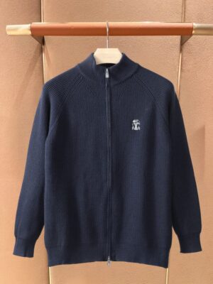 [브루넬로 쿠치넬리] 코튼 울 레글런 립 집업 가디건 (3 COLORS)