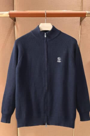 [브루넬로 쿠치넬리] 코튼 울 레글런 립 집업 가디건 (3 COLORS)