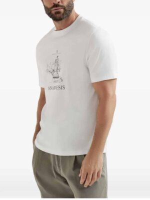 [브루넬로 쿠치넬리] 프린트가 있는 면 저지 크루넥 티셔츠 (3 COLORS)