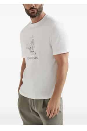 [브루넬로 쿠치넬리] 프린트가 있는 면 저지 크루넥 티셔츠 (3 COLORS)