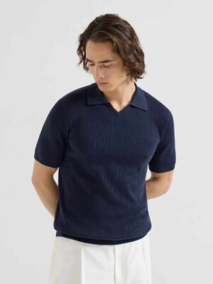 [브루넬로 쿠치넬리] 면 영국산 골지 니트 폴로 셔츠 (3 COLORS)