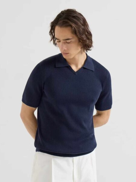 [브루넬로 쿠치넬리] 면 영국산 골지 니트 폴로 셔츠 (3 COLORS)