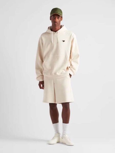 [프라다] 트라이앵글 에나멜 로고 코튼 저지 남성 후디 ( 2 COLORS)