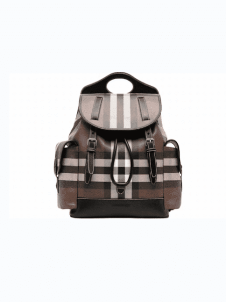 [버버리] 체크 프린트 더블 버클 백팩