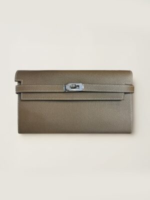 [에르메스] Kelly 장지갑 Epsom - Etoupe / Silver