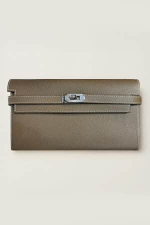 [에르메스] Kelly 장지갑 Epsom - Etoupe / Silver