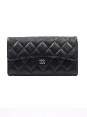 [샤넬] 클래식 캐비어 장지갑 블랙 금장 AP0241