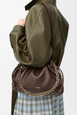 [로에베] 미디움 플라멩코 펄스 나파 램스킨 다크 브라우 A411FCRX75