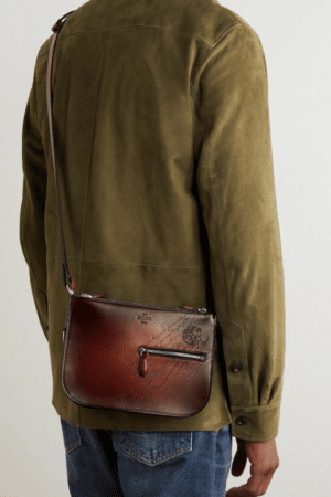 [벨루티] 듀오 스크리토 패턴 가죽 크로스백