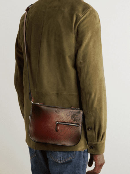 [벨루티] 듀오 스크리토 패턴 가죽 크로스백