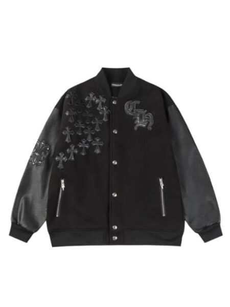 [크롬하츠] 레터맨 레더패치 바시티 자켓