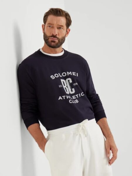 [브루넬로 쿠치넬리] 테크노 코튼 프렌치 테리 프린트 스웻셔츠 (2 COLORS)