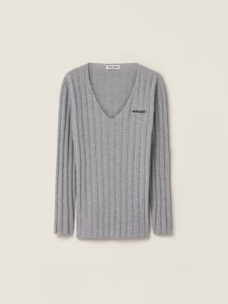 [미우미우] 울 및 캐시미어 브이넥 스웨터 MML02P