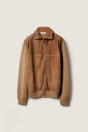 [미우미우] 울 및 가죽 지퍼 가디건 MMJ150_177Q