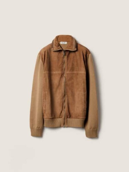 [미우미우] 울 및 가죽 지퍼 가디건 MMJ150_177Q