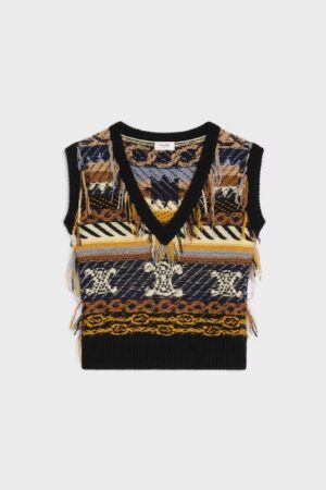 [셀린느] 탑 자카드 캐시미어 조끼 RY0LU0V65.19BD