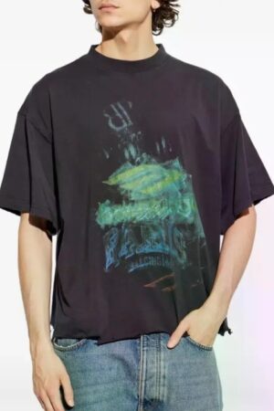 [발렌시아가]  프린트 티셔츠 블랙