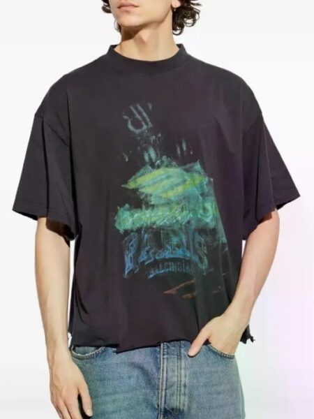 [발렌시아가]  프린트 티셔츠 블랙