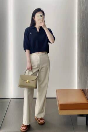 [셀린느] 울 소재 트리옹프 크롭 폴로