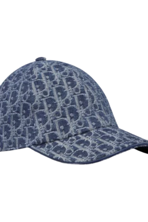 [디올] 오블리크 D-플레이어 캡 스톤워시드 데님 자카드