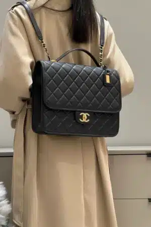 [샤넬] 백팩 제니백 캐비어 라지 블랙 금장 AS3662