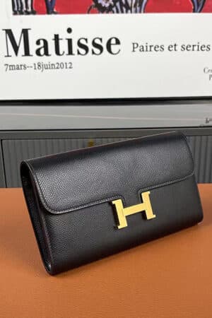 [에르메스] 콘스탄스 장지갑 블랙 Epsom 송아지가죽 금장